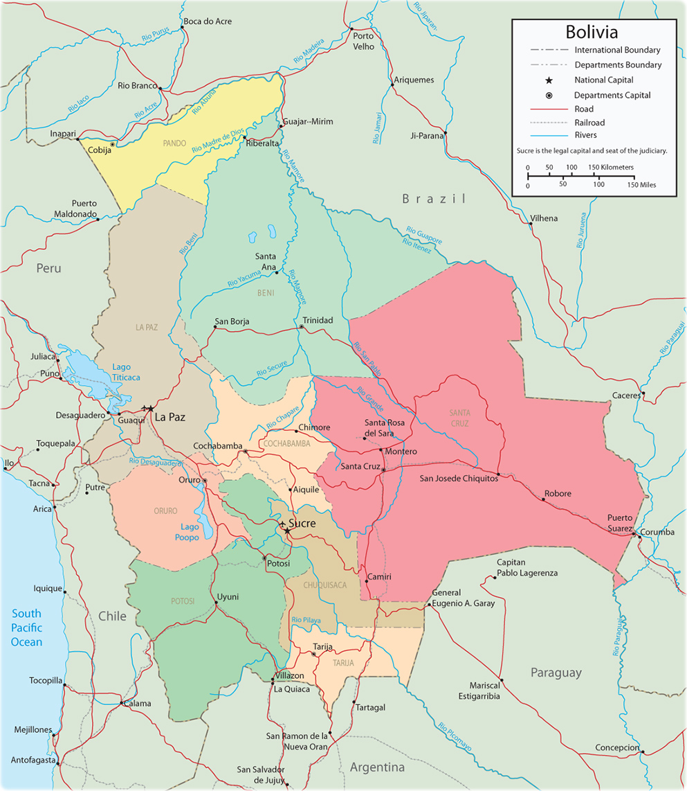 Bolivien Politische Karte