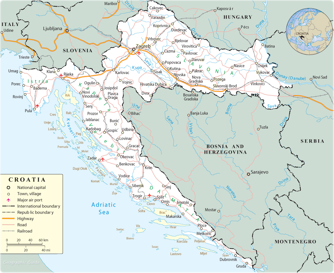 Map Croatia Travel Europe