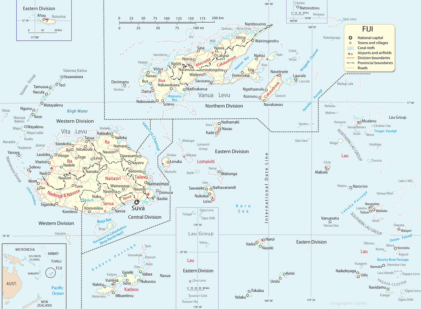Map Fiji Islands Suva Capital
