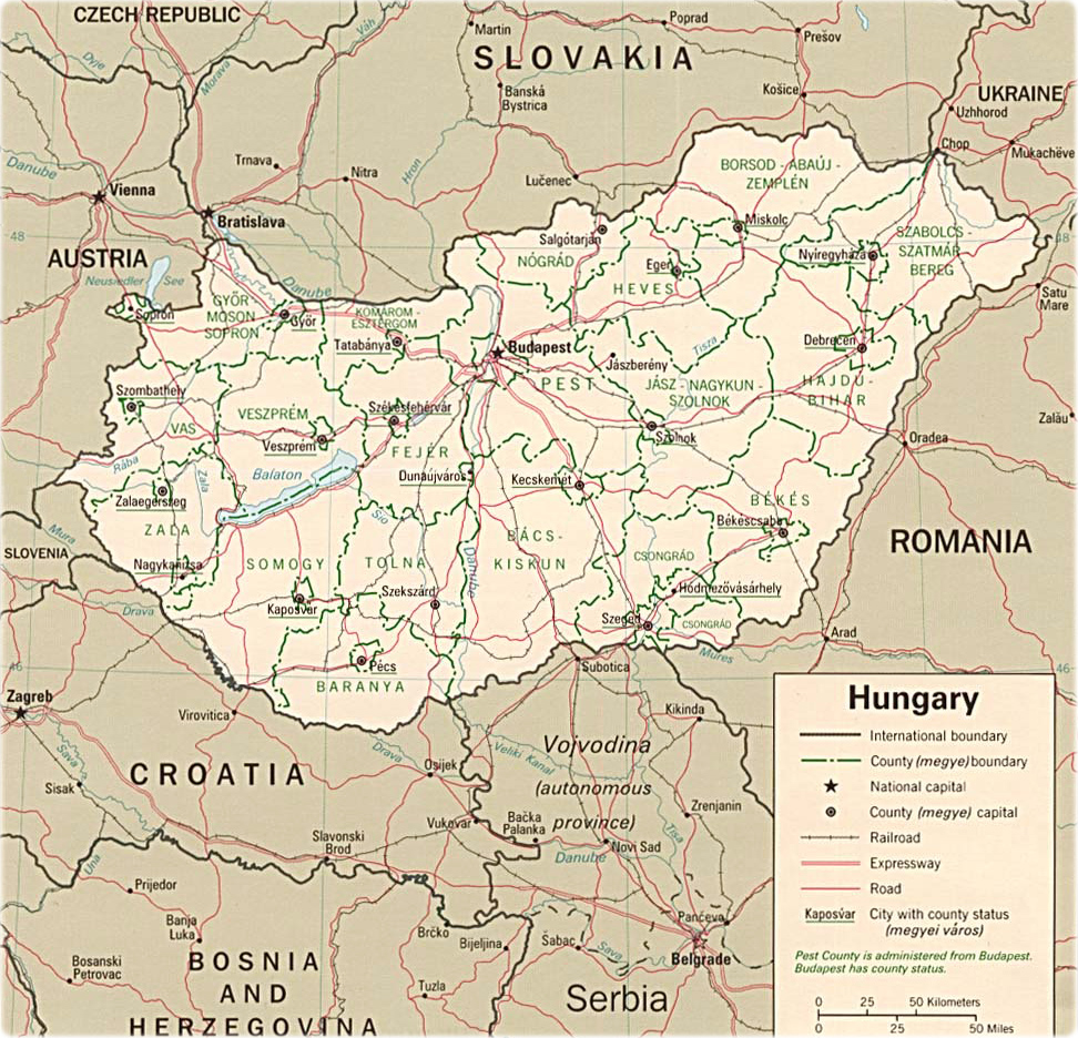 Map Hungary Travel Europe
