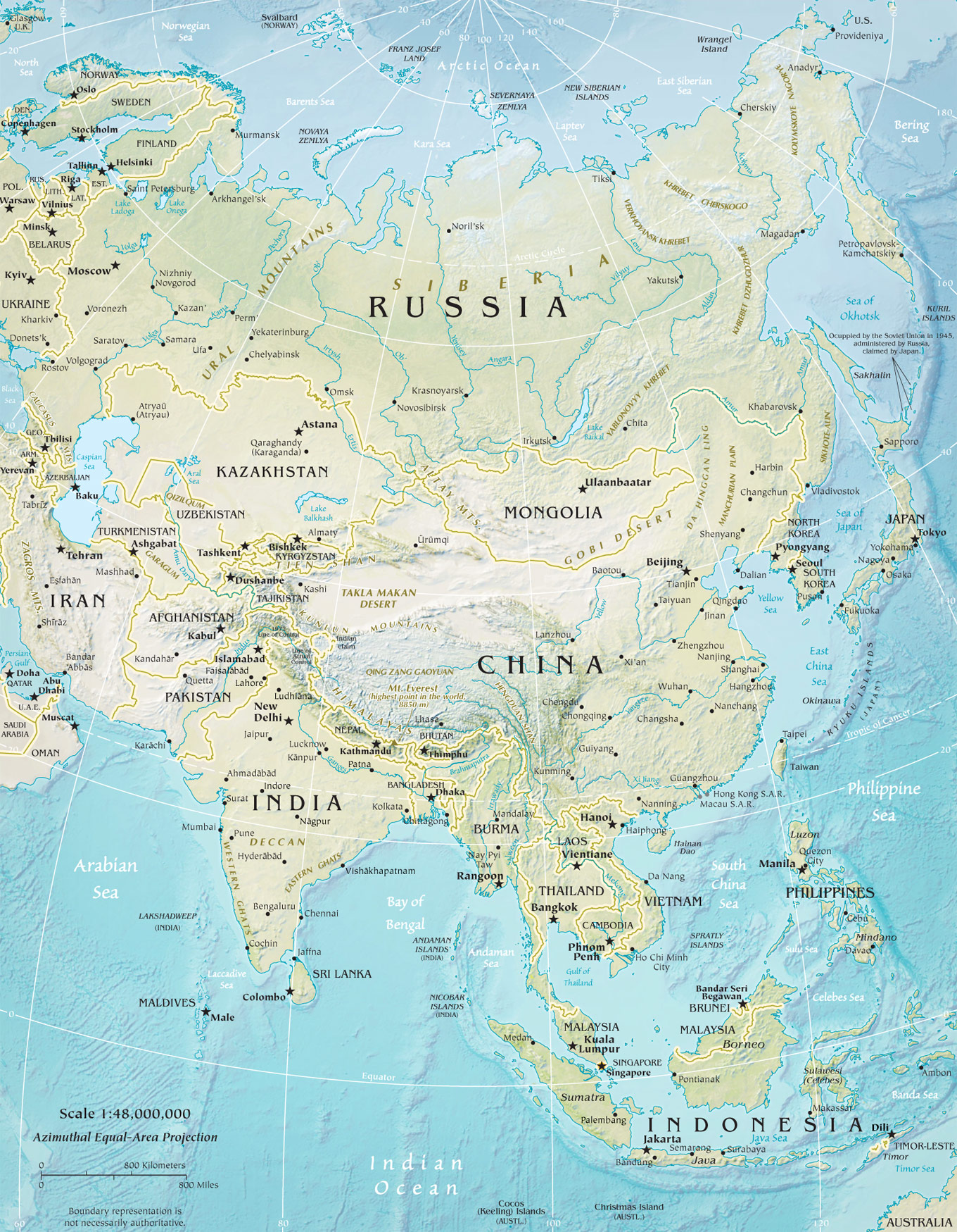 Physical Map Of Asia