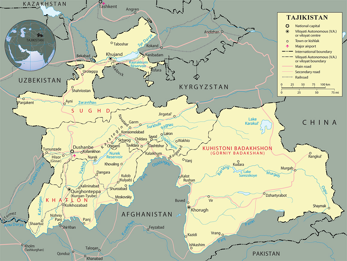 Map Tajikistan