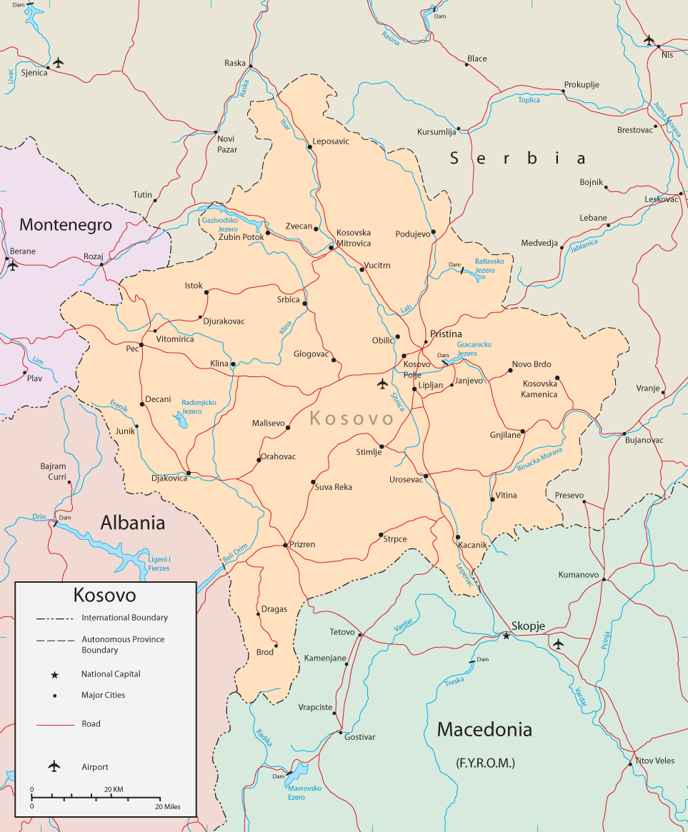 mapa de kosovo