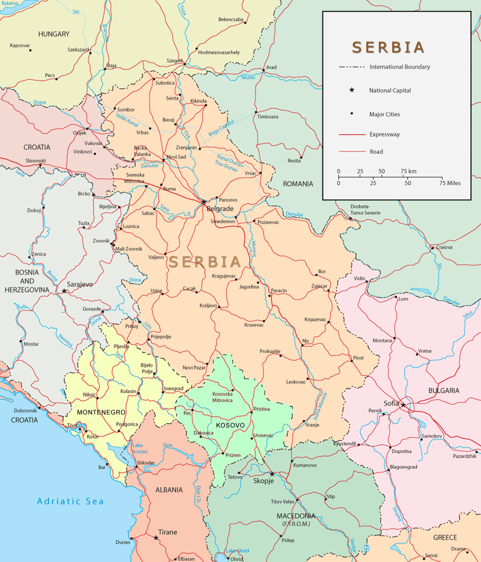 mapa de serbia