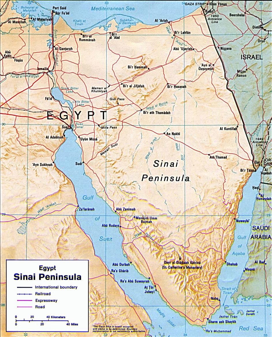 Map of Sinai Peninsula, Egypt - Travel