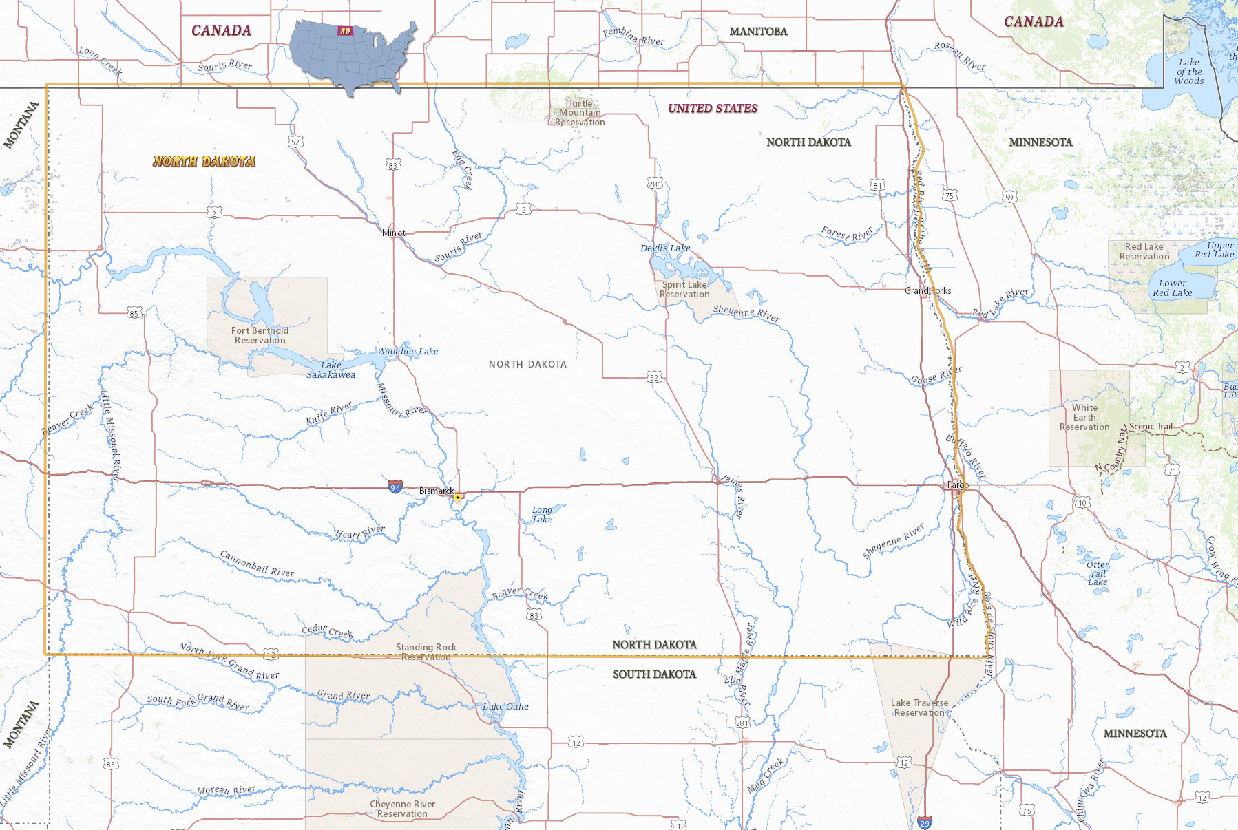 Map North Dakota