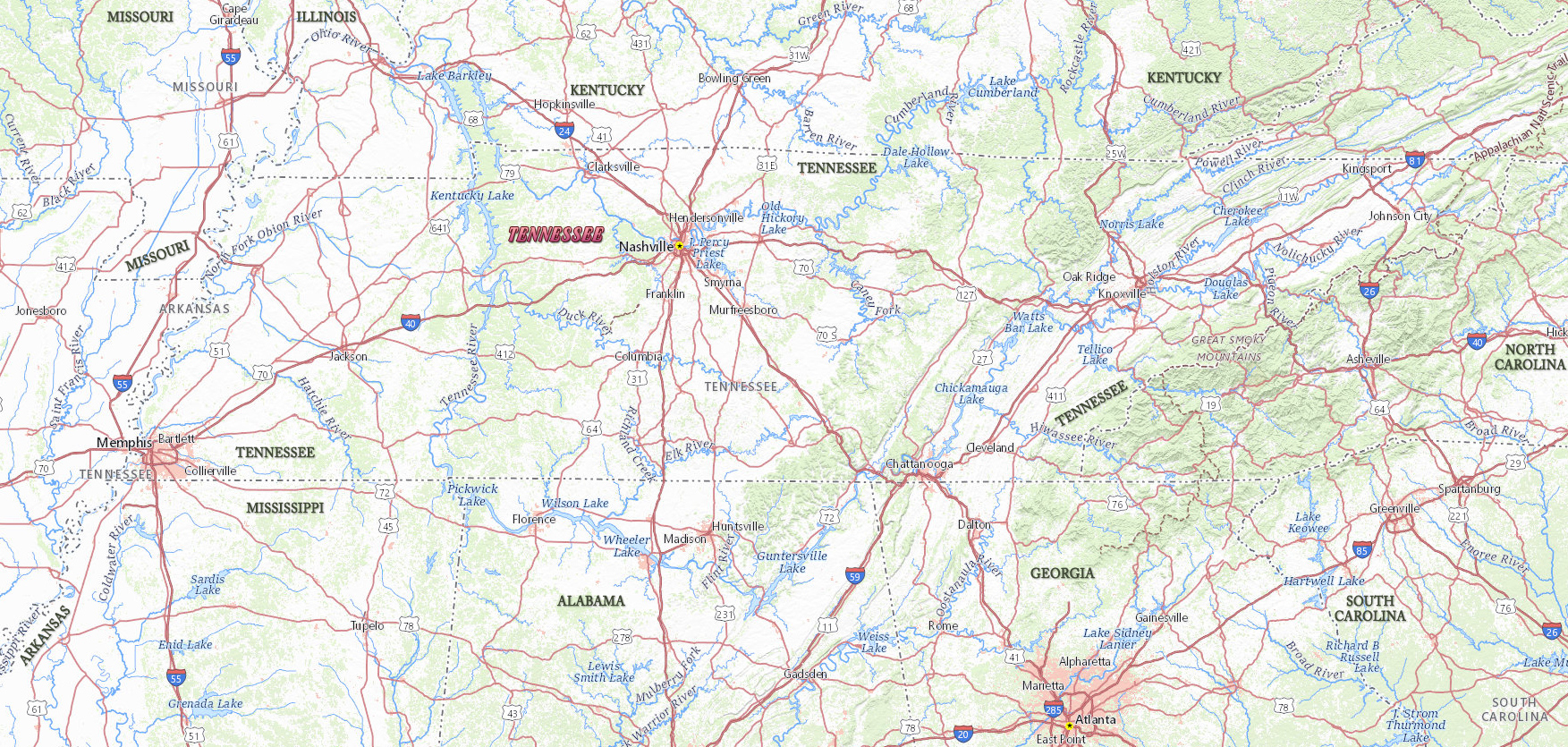 Map Tennessee