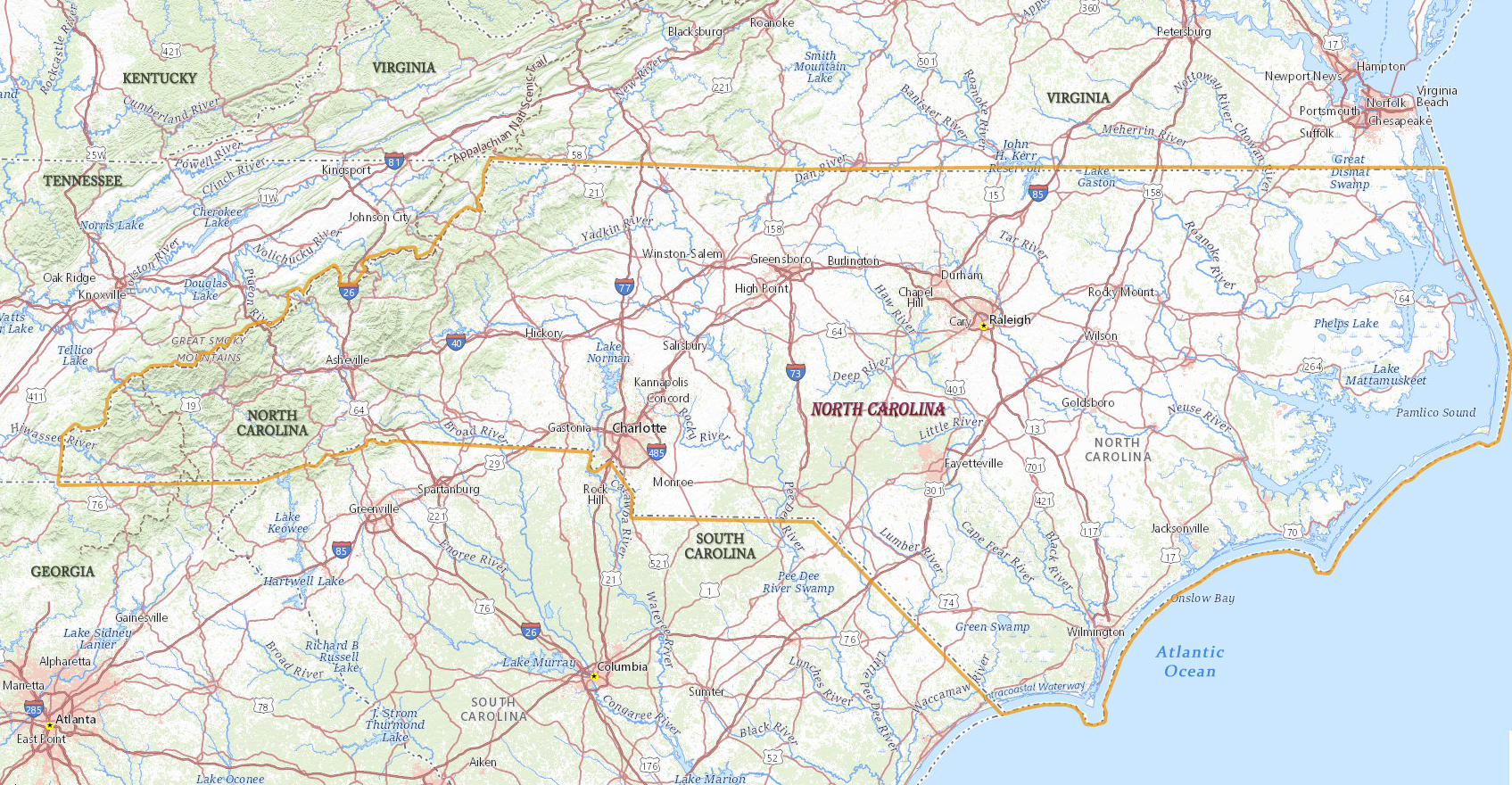North Carolina map