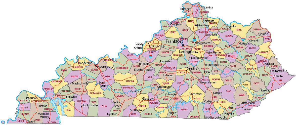 Political Map Kentucky 