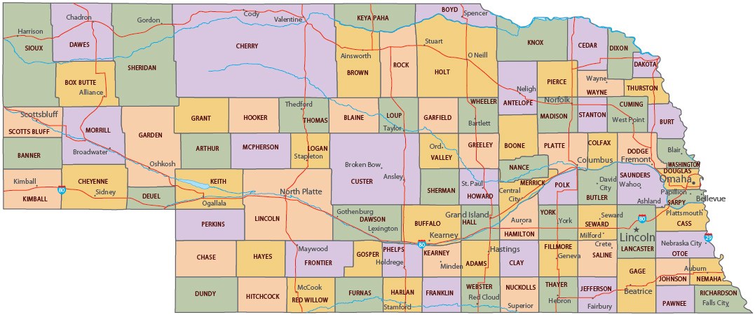 Political map nebraska