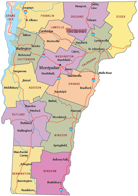 Political Map Vermont