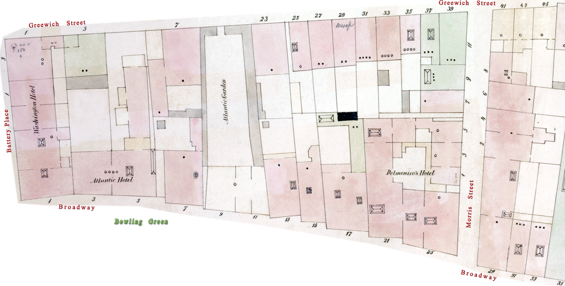 Map West Side Broadway, Bowling Green