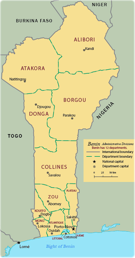 Benin political map