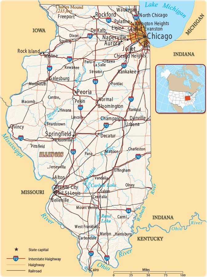 Map Of Illinois Usa