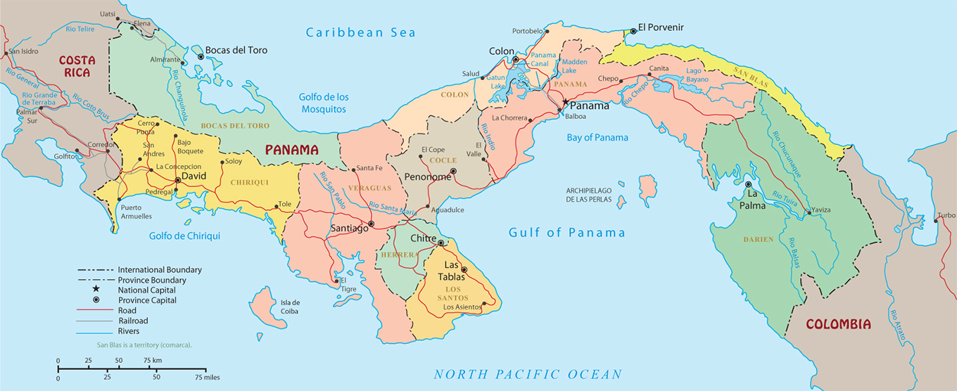 panama and costa rica map Political Map Of Panama panama and costa rica map