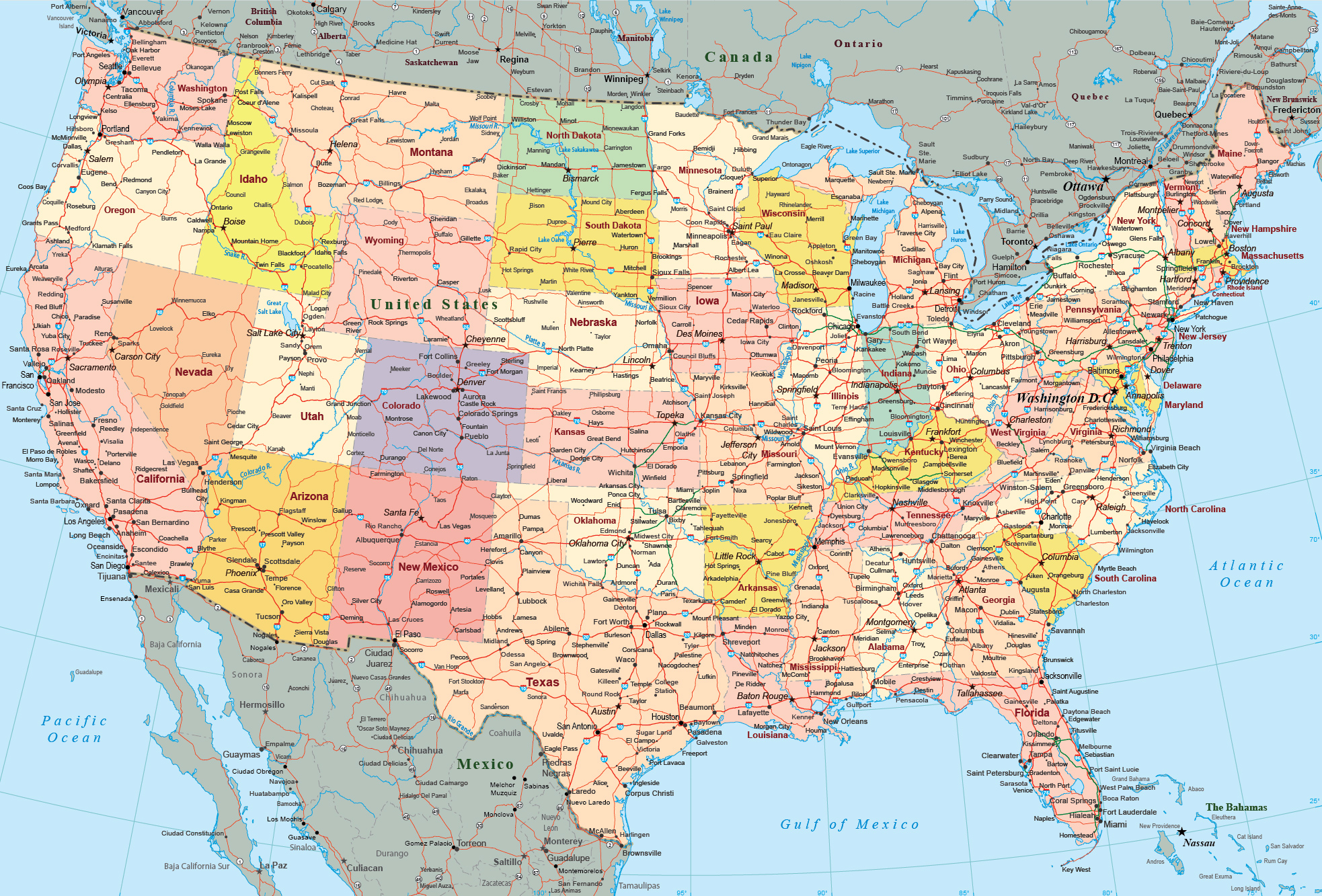 Usa Map Map Of The United States Of America