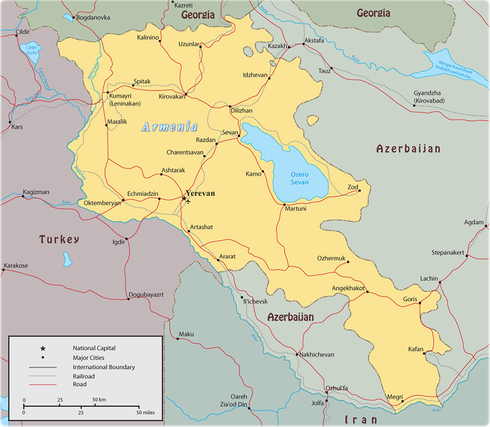 Map of Armenia, Yerevan - Asia