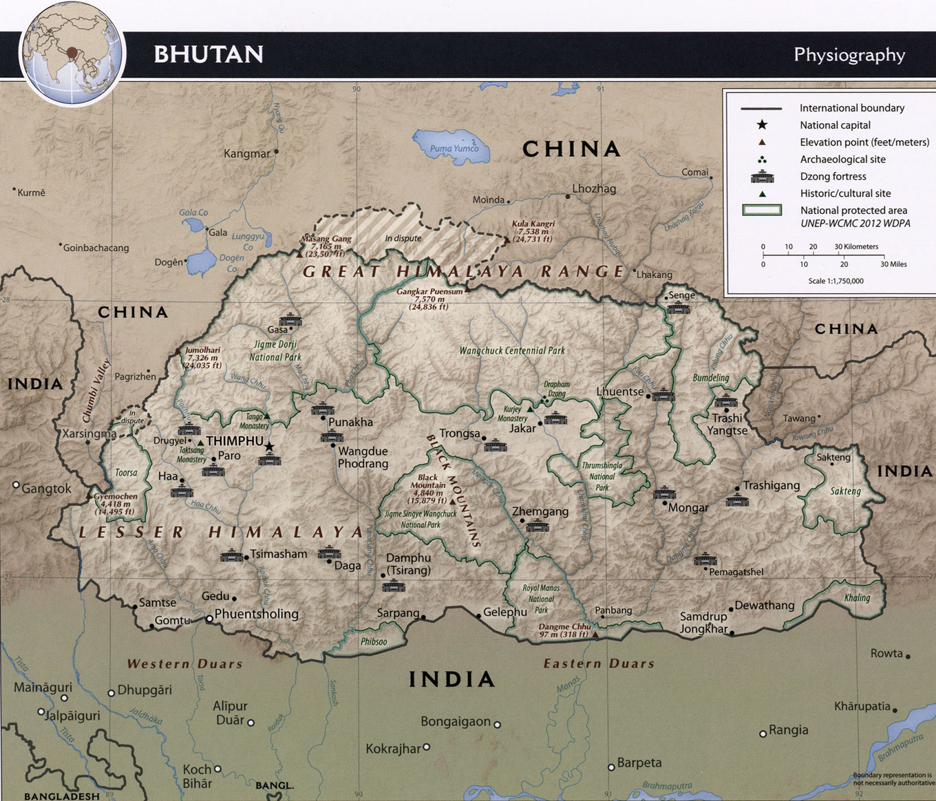 Map Bhutan