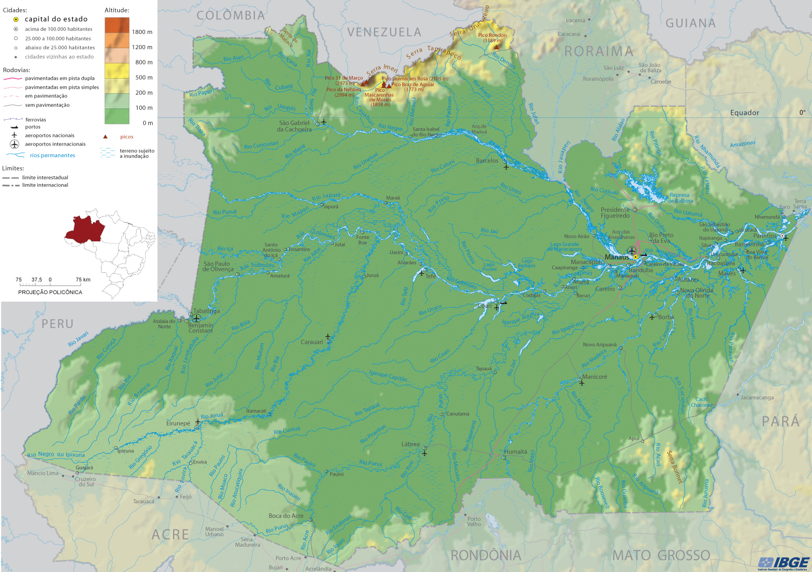 Map State Of Amazonas Brazil