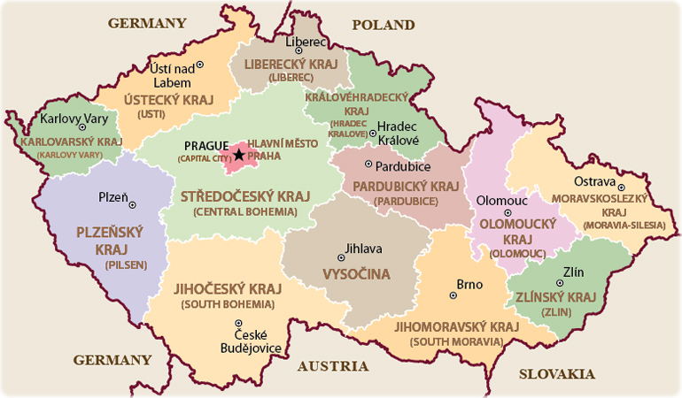 Political map Czechia