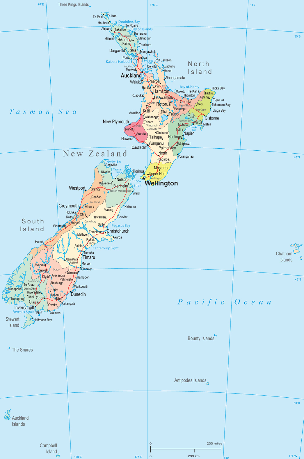 Map New Zealand Wellington Capital