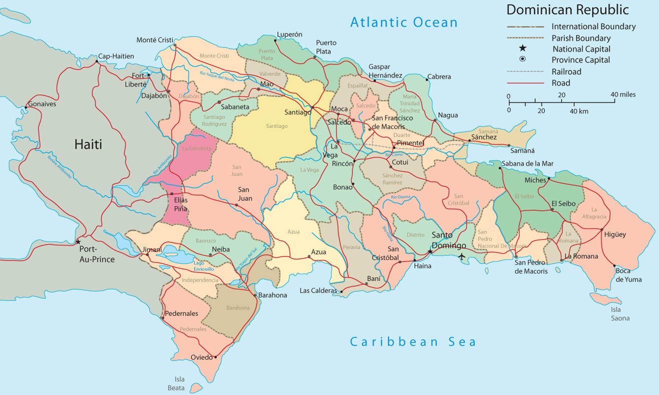 Dominican Republic Political Map Santo Domingo