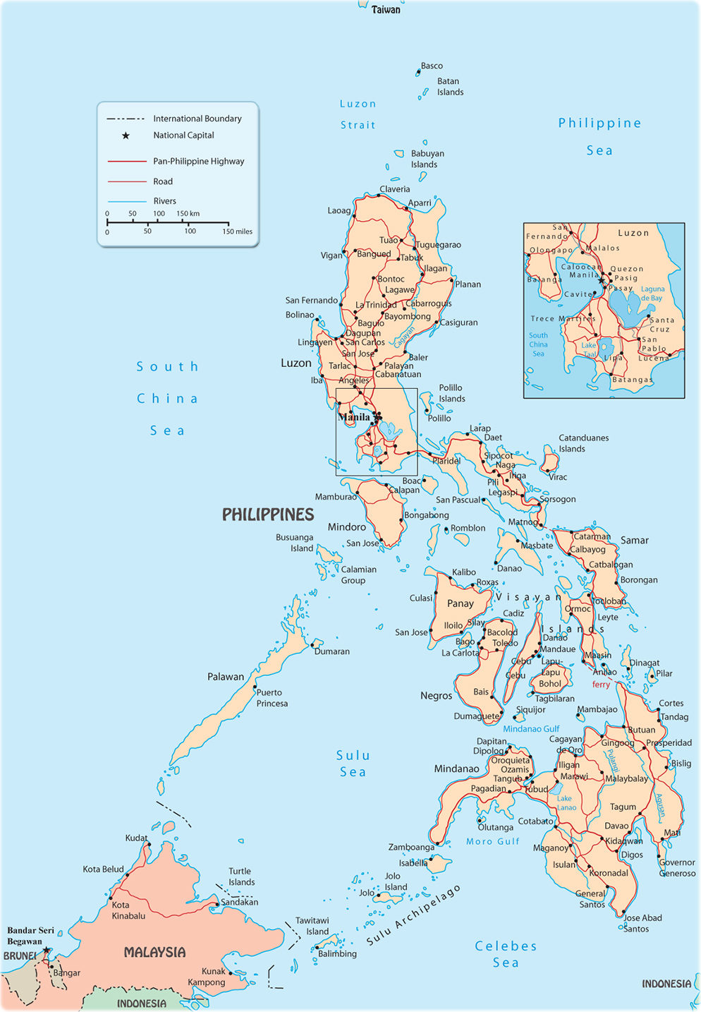 Philippines Map Manila Asia - Gambaran