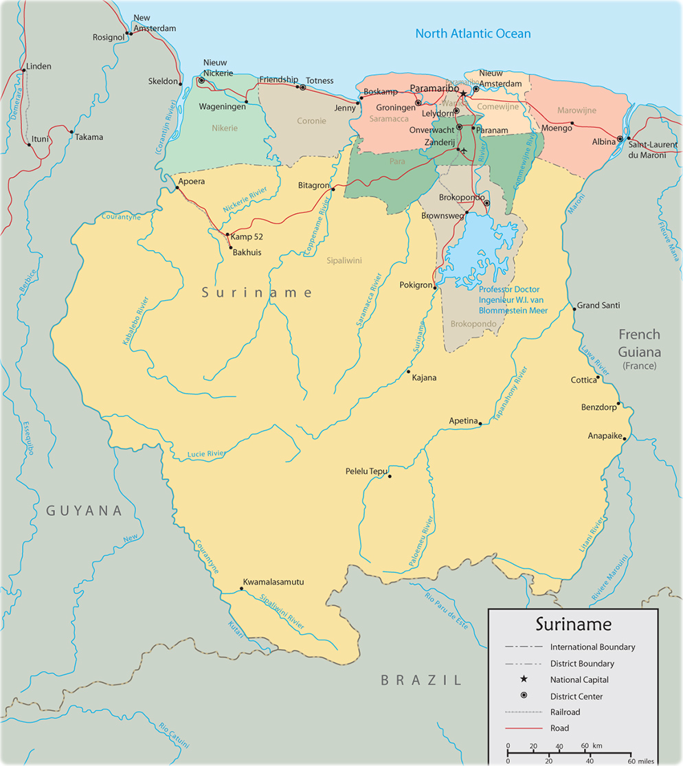 Map Suriname