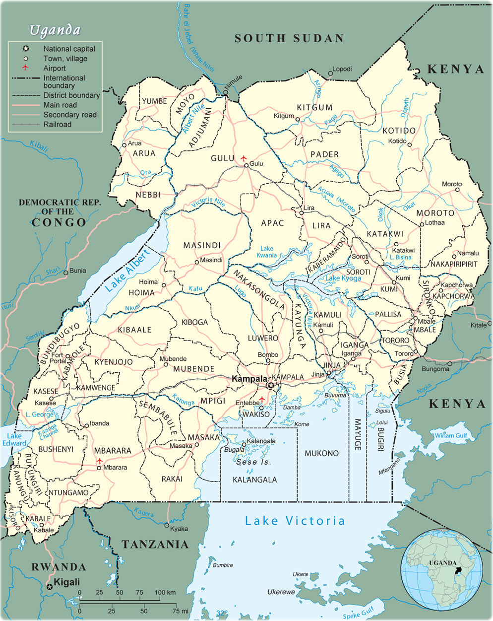 Map of Uganda - Campala - Travel Africa