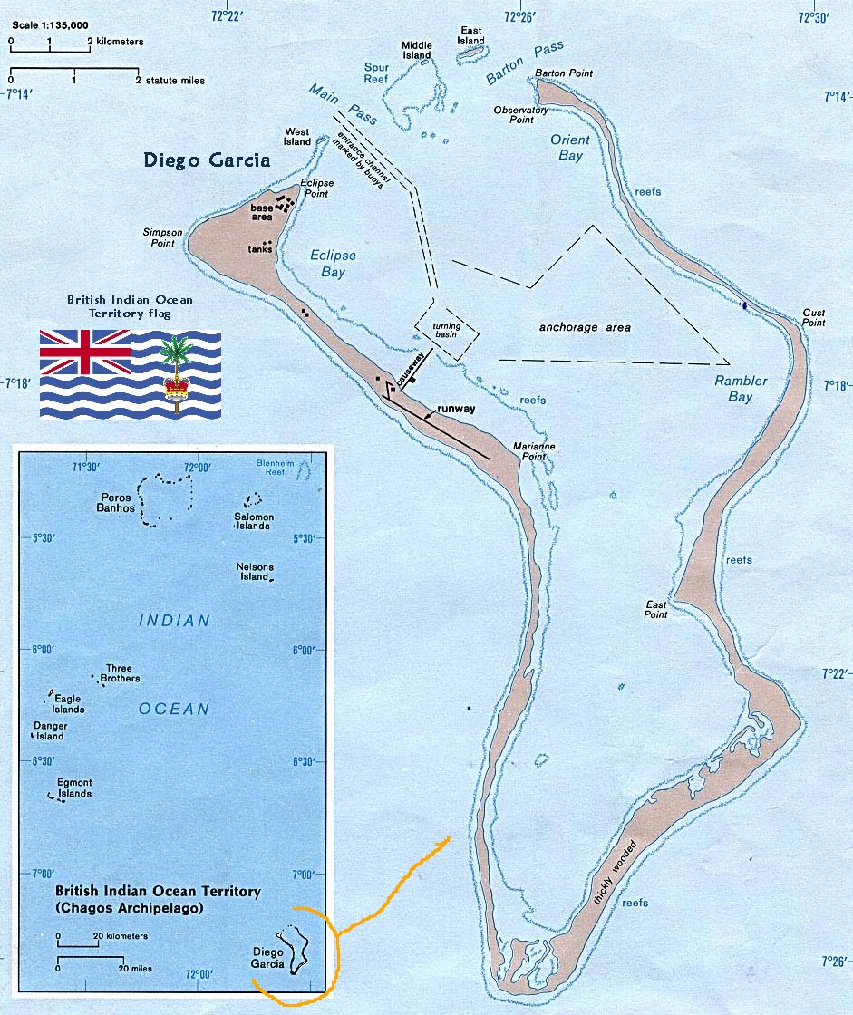 Map of British Indian Ocean Territory - Island Diego Garcia - UK