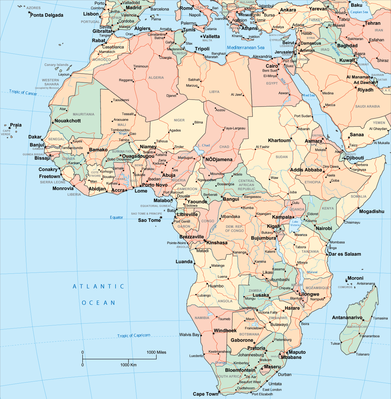 Map of Africa with African Countries