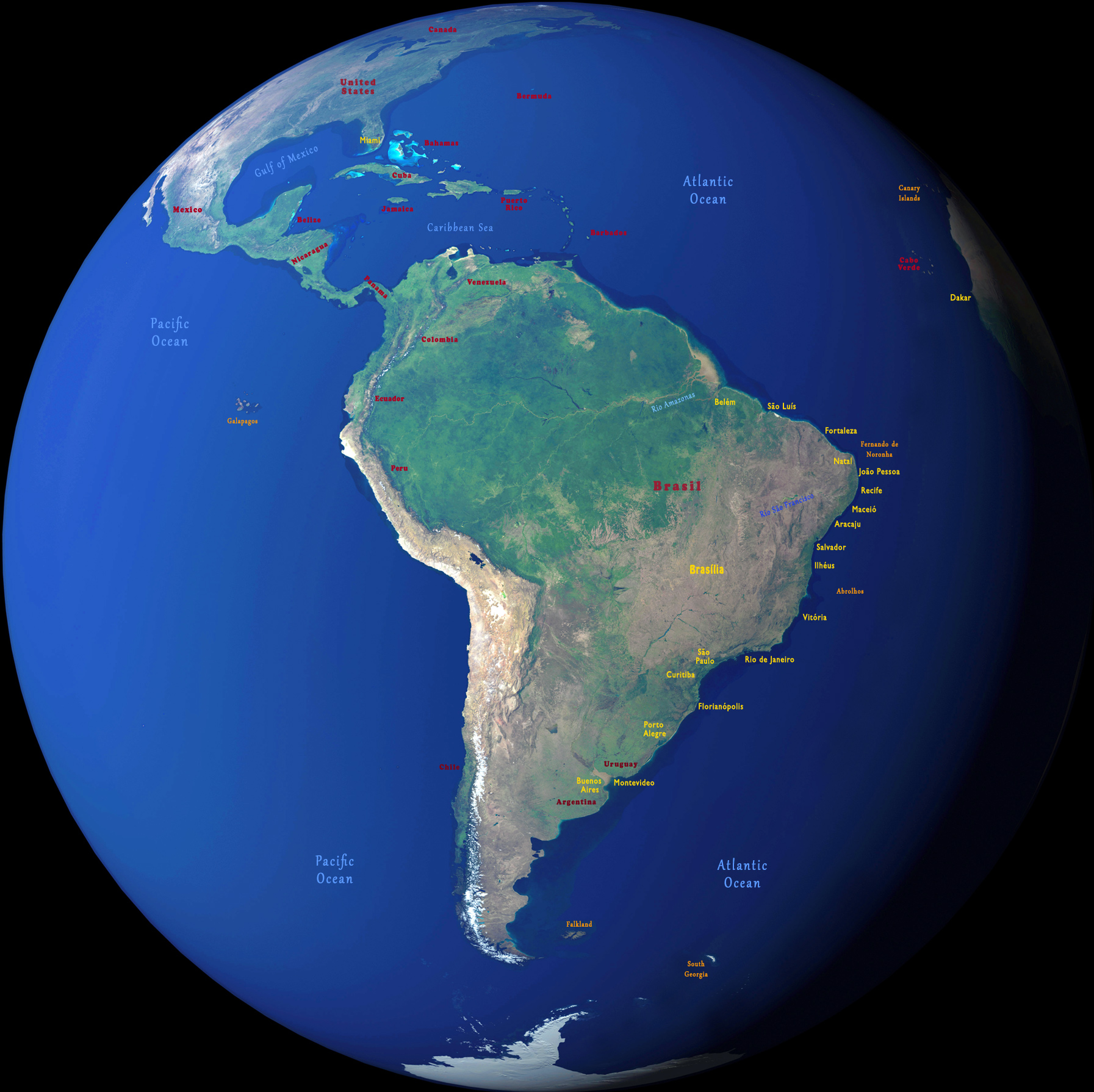 South America globe