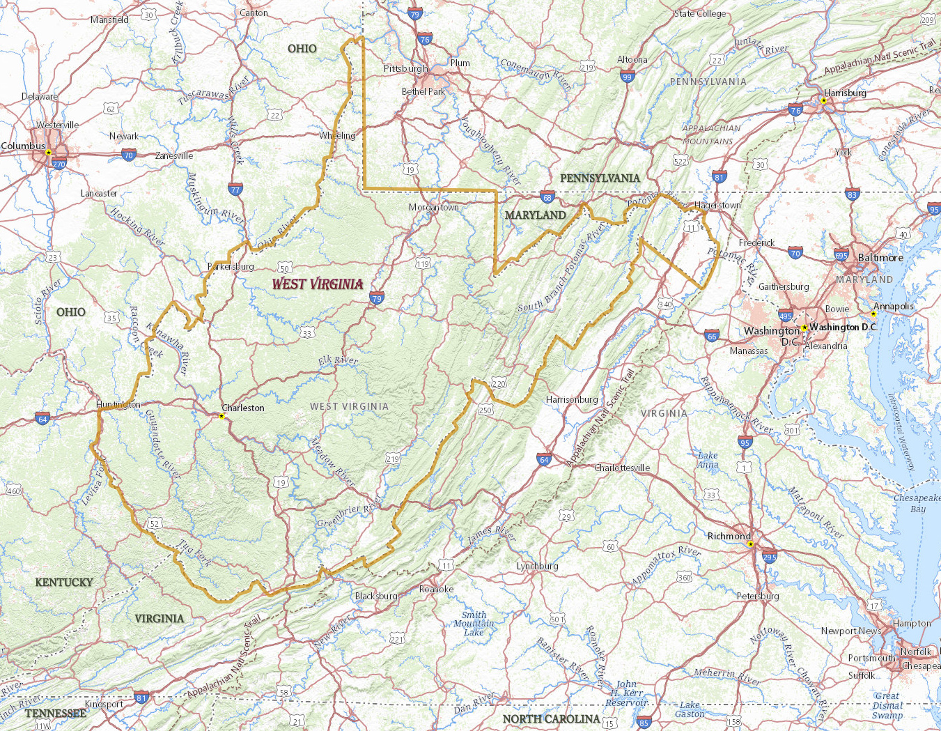 Map West Virgina