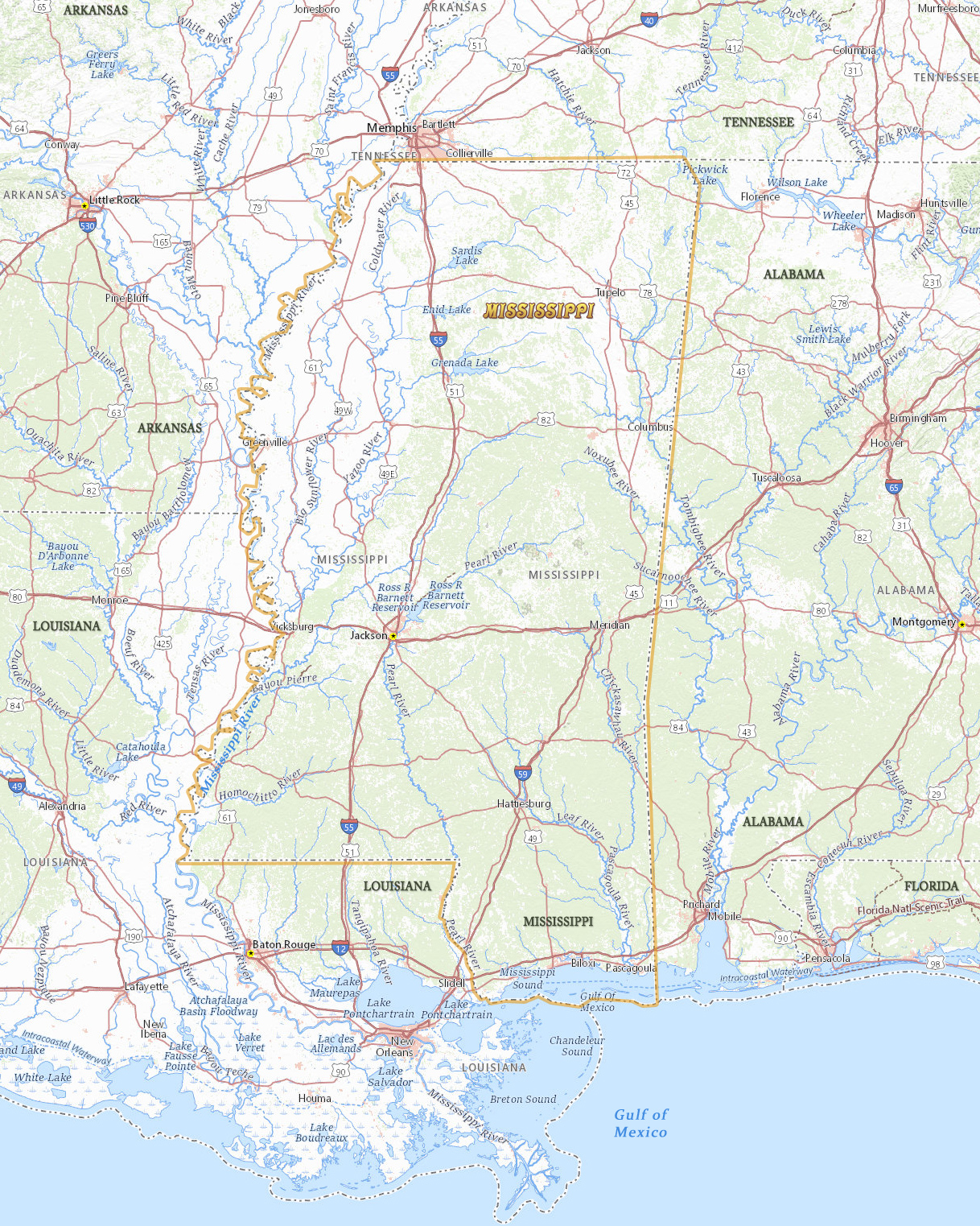Mississippi state map