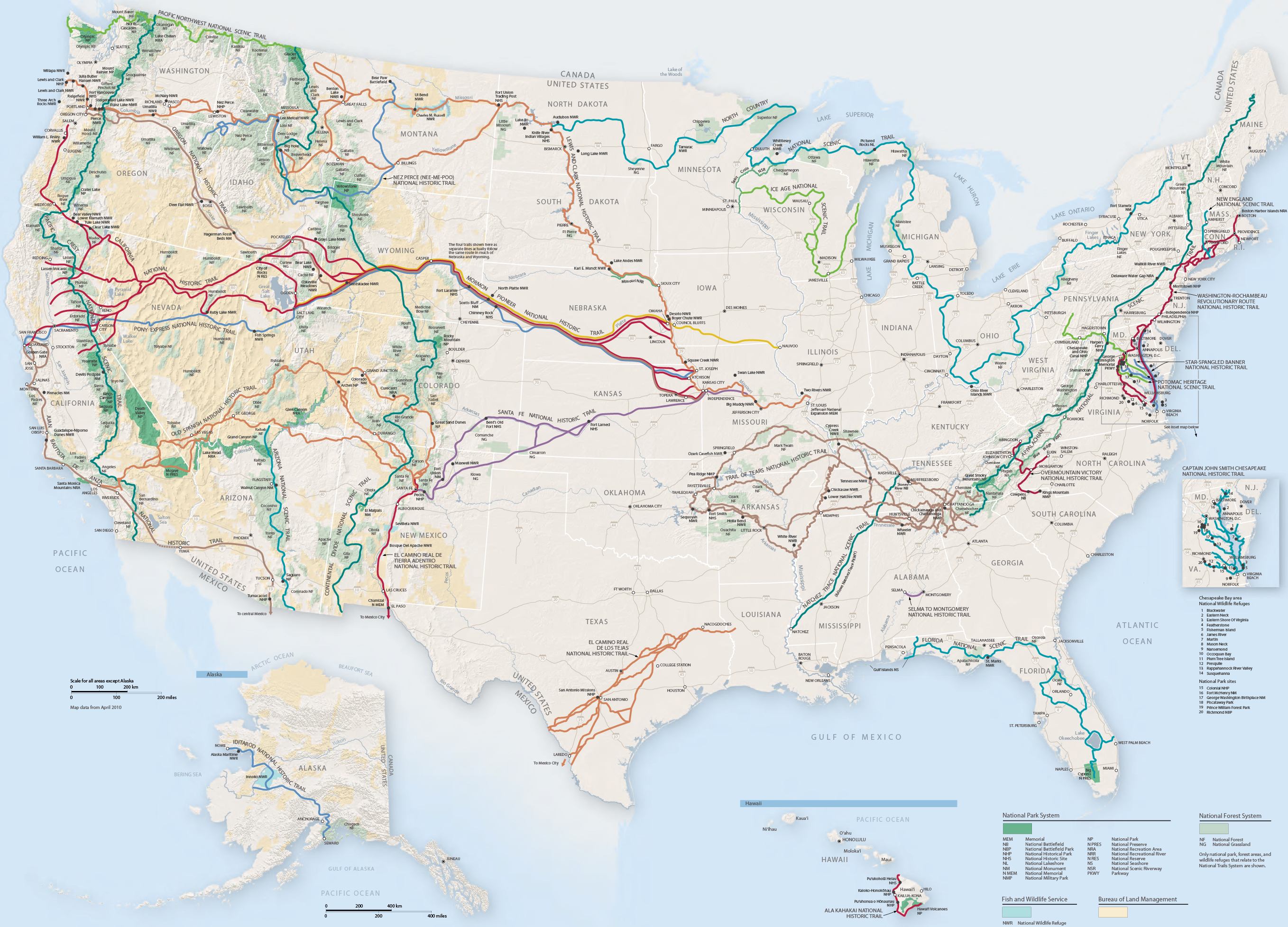 National Trails map
