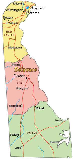 Political map Delaware