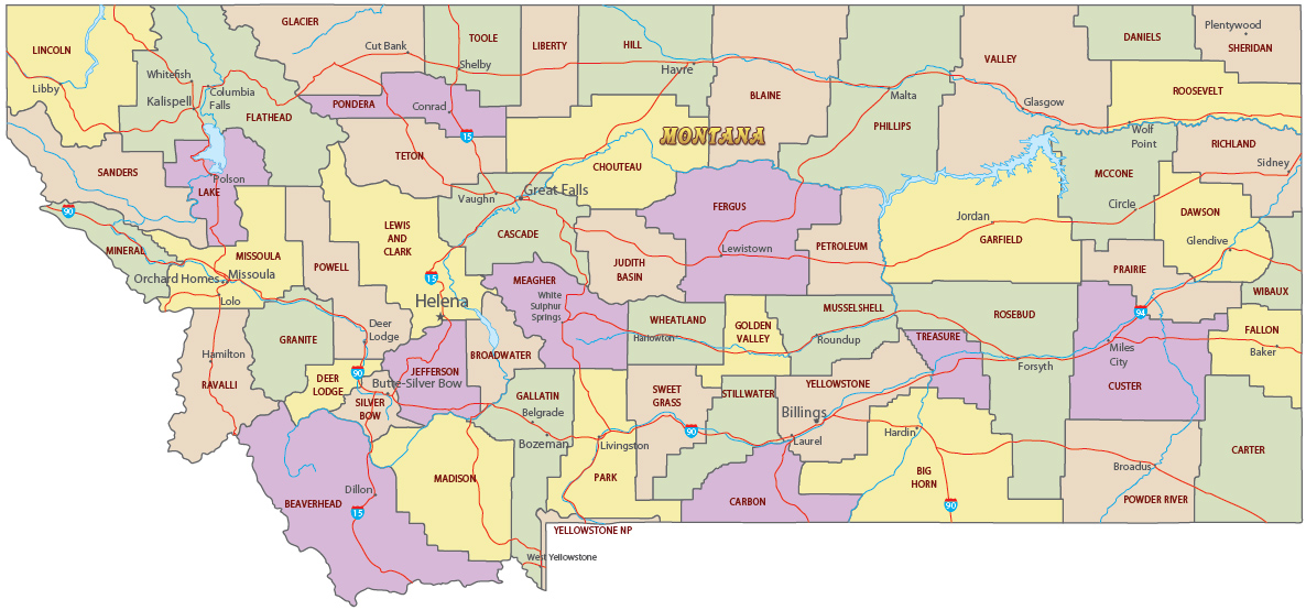Political map Montana