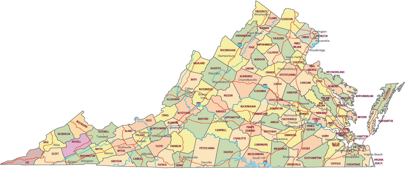 Map Of Virginia Travel United States