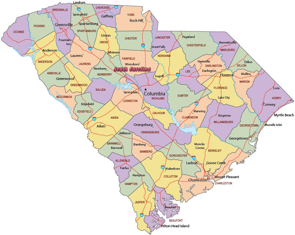 Map Of South Carolina State World Map