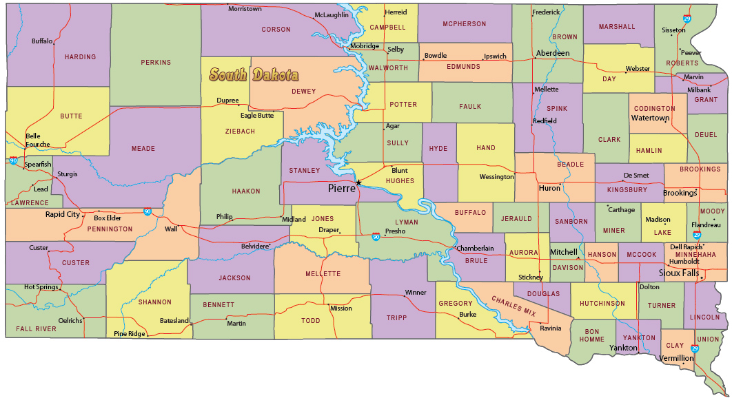 Political Map Of South Dakota