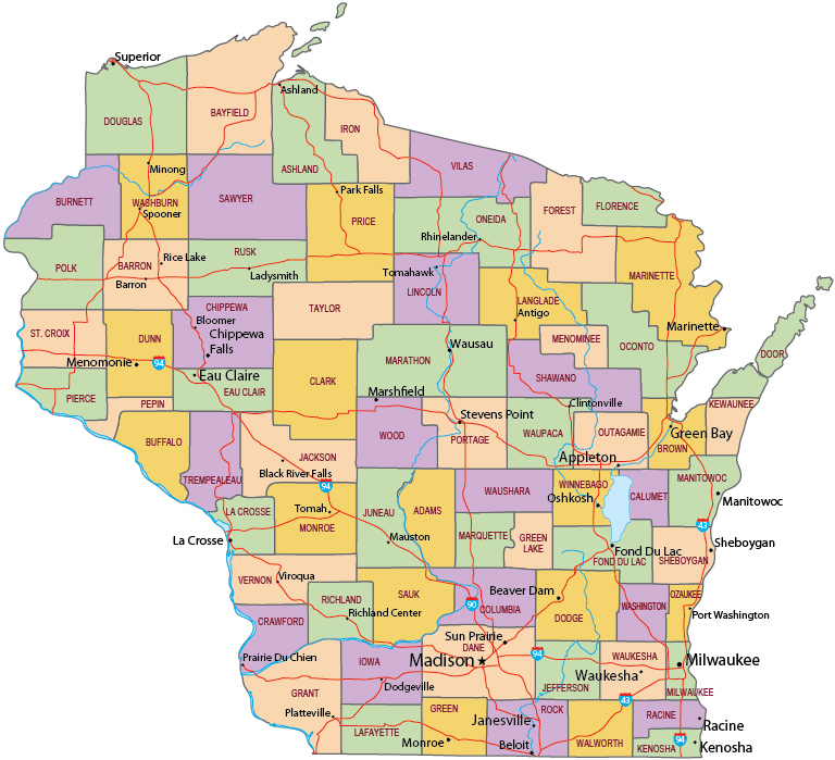 Wisconsin political map