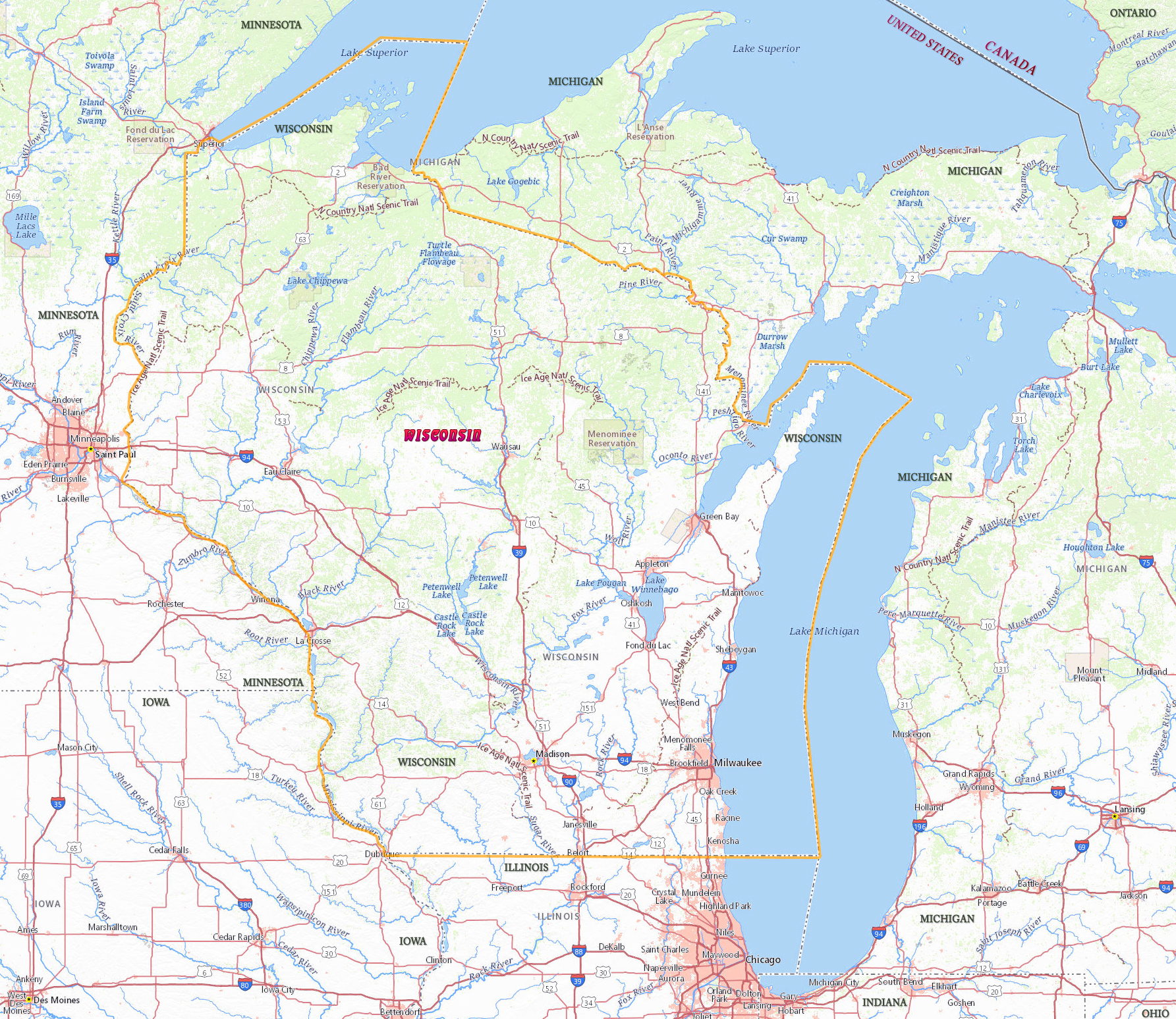 Wisconsin map